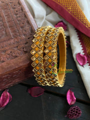 Kada Kundan Bangle -Gold Yellow-G4823