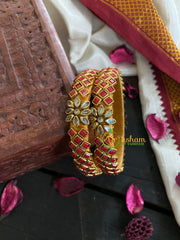 Kada Kundan Bangle -Red Matt-G4824