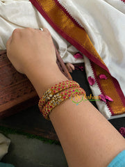 Kada Kundan Bangle -Red Matt-G4824