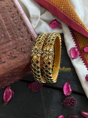 Kada Kundan Bangle -Black White-G4826