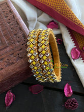 Kada Kundan Bangle -Yellow Glass-G4827