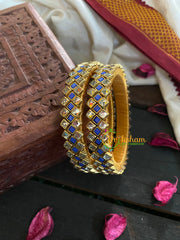 Kada Kundan Bangle -Blue Dice-G4831