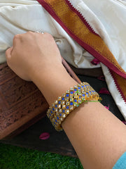 Kada Kundan Bangle -Blue Dice-G4831