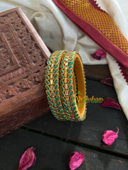 Kada Kundan Bangle -Green Matt-G4832