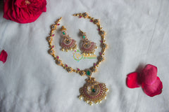 AD Stone Floral Peacock Neckpiece -G1949