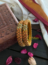 Kada Kundan Bangle -Brown Orange Matt-G4833