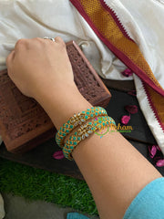 Kada Kundan Bangle - Green Matt -G4834