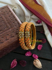 Kada Kundan Bangle - Orange Matt-G4834-2