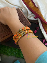 Kada Kundan Bangle - Orange Matt-G4834-2