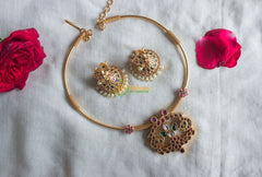 Floral Annam Pendant Hasli Choker -AD Stone -G1951