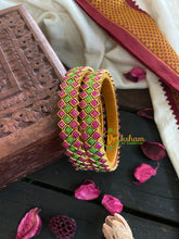 Kada Kundan Bangle -Green Pink Matt-G4837