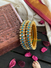 Kada Kundan Bangle -Light Blue Matt-G4839