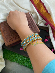Kada Kundan Bangle -Light Blue Matt-G4839
