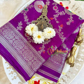 Purple Semi Georgette Soft Silk Saree -VS2006