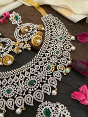 Bridal American Diamond Neckpiece-Green Stones-G2984