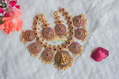 Premium Temple Lakshmi Neckpiece -Red Green -G1971