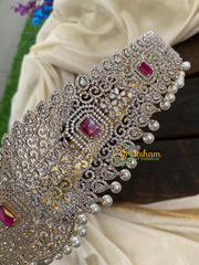 Pink Stone American Diamond Hip belt-Broad-G2963