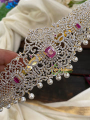 Exquisite Bridal American Diamond Hipbelt -Pink-G2437