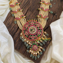 Precious Jadau Kundan Pendant Malai-Pearl Bead-J1405
