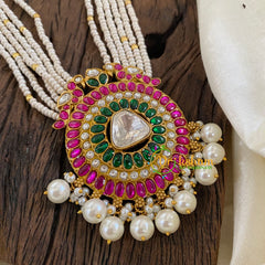 Precious Kundan Jadau Pendant Pearl Mala-J1333
