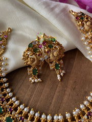 Premium Antique AD Stone Choker -Green White-G2248