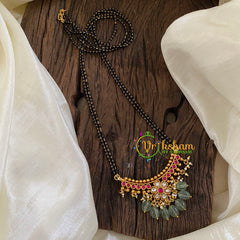 Precious Jadau Kundan Mangalsutra-Pastel Green Beead -J1327