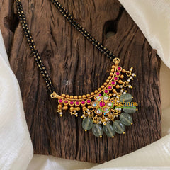 Precious Jadau Kundan Mangalsutra-Pastel Green Beead -J1327