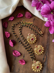 Red Stone Pendant Mangalsutra Chain -G2104