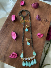 Designer AD Stone Pendant Mangalsutra Chain -Sea Blue -G2113