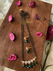 Designer AD Stone Pendant Mangalsutra Chain -Dark Green -G2112