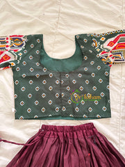 Forest Green with Maroon Indian Traditional Girls Lehenga Set -VS825