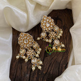 Precious Jadau Kundan Danglers -Pearl and Green Bead-J1431