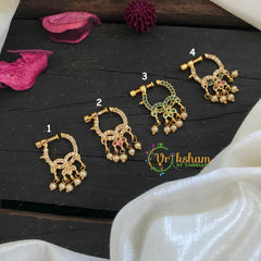 Premium Golden Naths/Nose pin- Dual Peacock-G3060