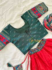 draft Green with Red Indian Traditional Girls Lehenga Set -VS822 (Copy)