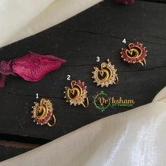 Premium Golden Naths/Nose pin-Turned Peacocks -G2998