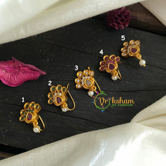 Premium Golden Naths/Nose pin-Petals-Pearl -G2995