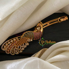 Gold Look Alike AD Stone Peacock Hair Clip -H225