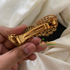 Gold Look Alike AD Stone Peacock Hair Clip -H225