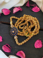 Traditional AD Stone Mogappu Chain-Round-Blue-G5902