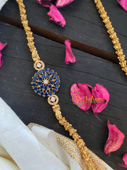 Traditional AD Stone Mogappu Chain-Round-Blue-G5902