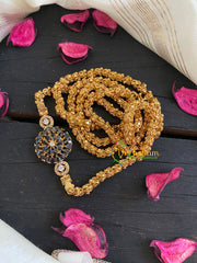 Traditional AD Stone Mogappu Chain-Round-Black-G5903