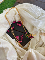 Traditional AD Stone Mogappu Chain-Round-Black-G5903