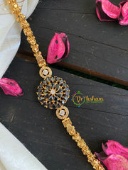 Traditional AD Stone Mogappu Chain-Round-Black-G5903