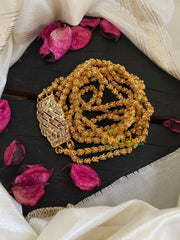 Traditional Rettai Vadam Mogappu Chain- 2 Layers-Mid Red White-S-G5905