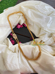 Traditional Rettai Vadam Mogappu Chain- 2 Layers-Mid 5 Red White-S-G5906