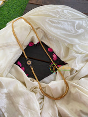 Traditional AD Stone Mogappu Chain-Blue-3 Floral-G5908