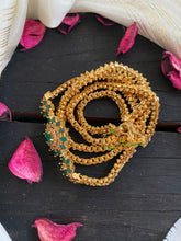 Traditional AD Stone Mogappu Chain-Green-3 Floral-G5909