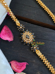 Traditional AD Stone Mogappu Chain-Black-3 Floral-G5910