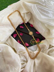 Traditional AD Stone Mogappu Chain-Green-3 Floral-G5911