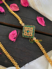 Traditional AD Stone Mogappu Chain-Green-3 Dice-G5912
